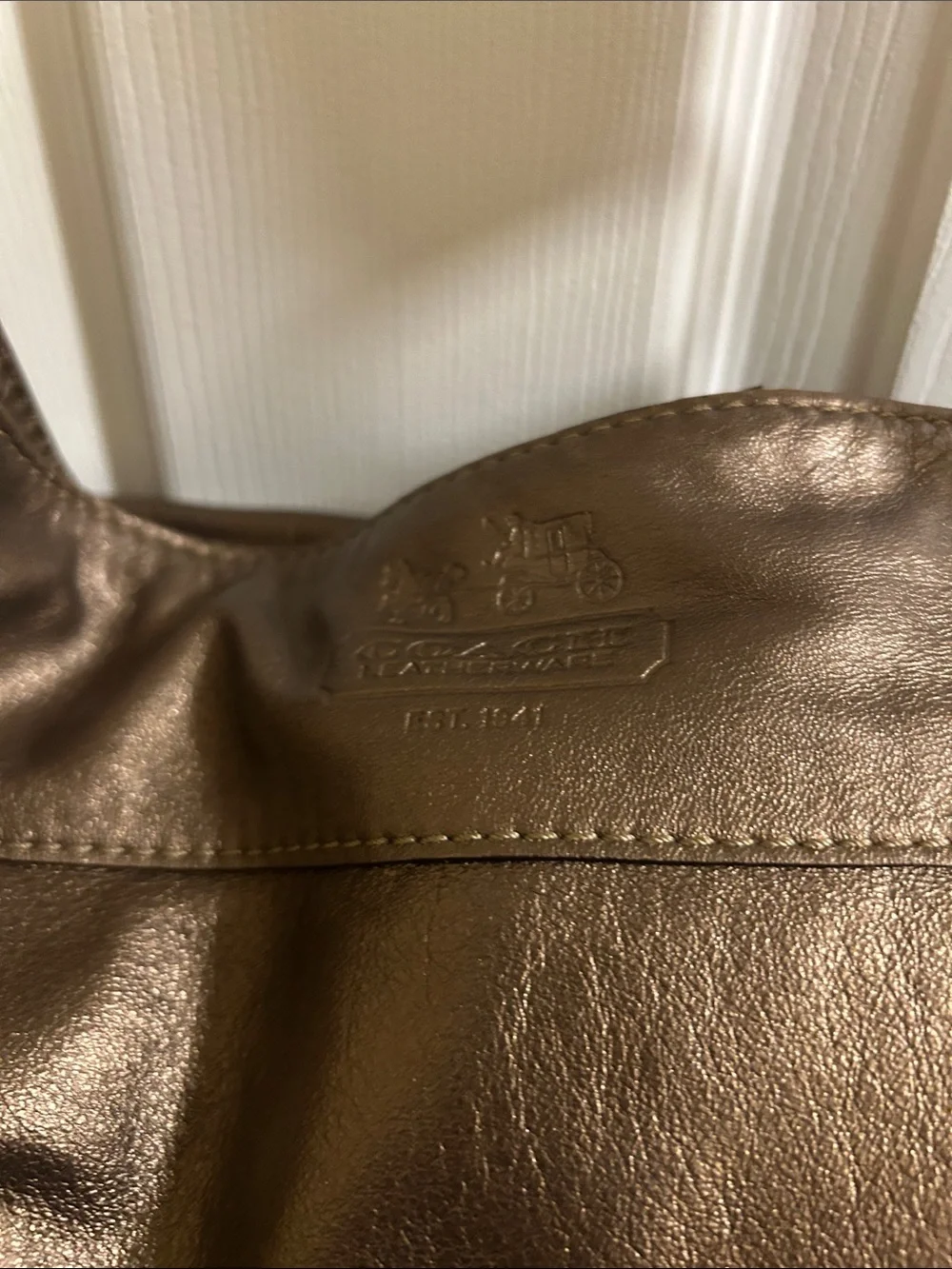 Coach Metallic Bronze Leather Shoulder Bag with Gold Hardware - Picture 6 of 11